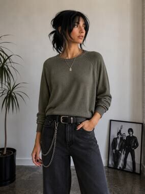 Wantable Olive Green Knit Pullover Sweater XL Soft Lightweight